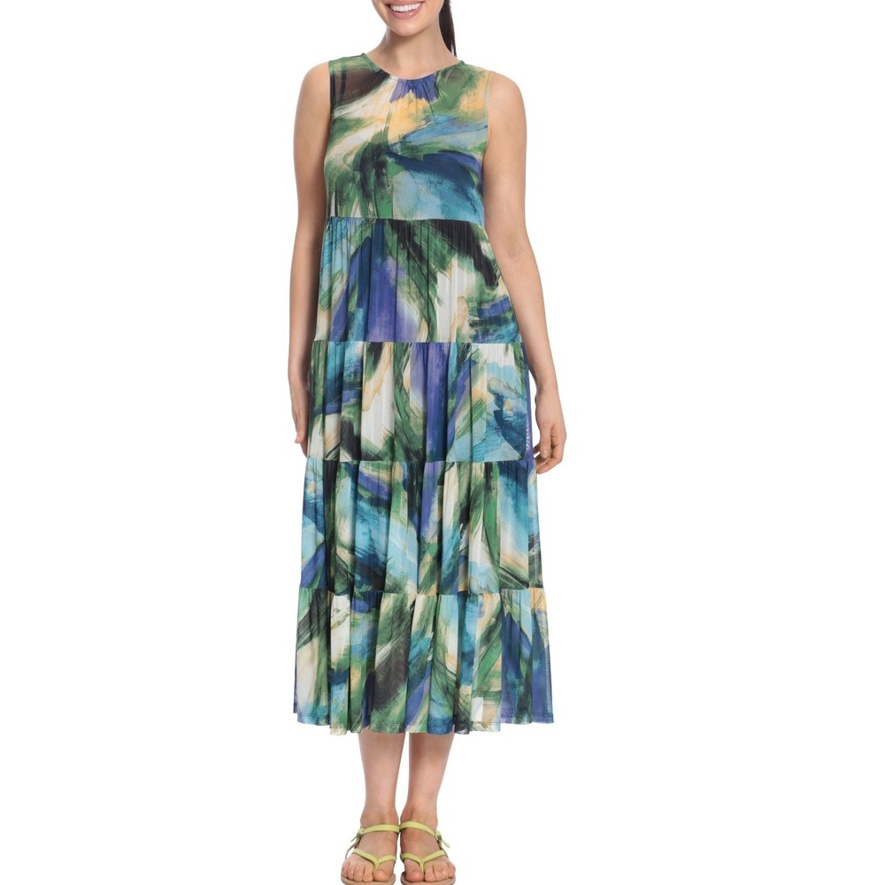 London‎ Times Tiered Layered Mesh Sleeveless Dress XL NWT